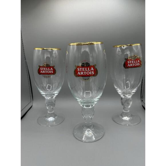 Stella Artois Chalice Belgium Set of 3 Beer Glasses Pebble Beach Food & Wine - Picture 1 of 7